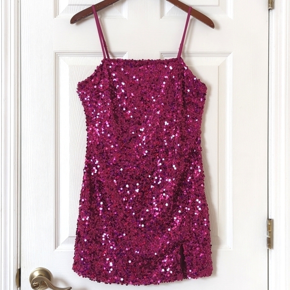 wild fable Dresses & Skirts - Wild Fable Sequined Sleeveless Lace Up Back Mini Party Dress Magenta Pink Medium